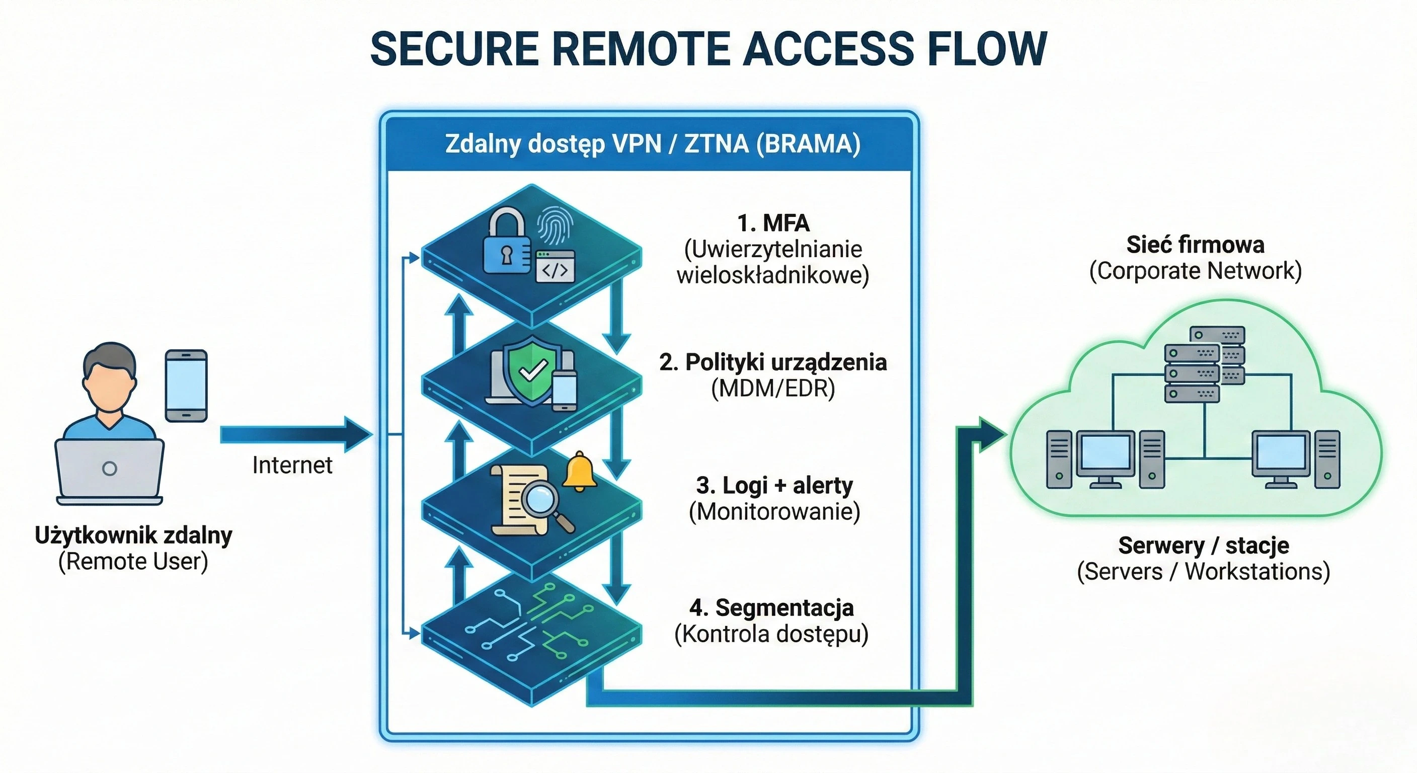 Zdalny dostęp, MFA, bezpieczeństwo dostępu zdalnego